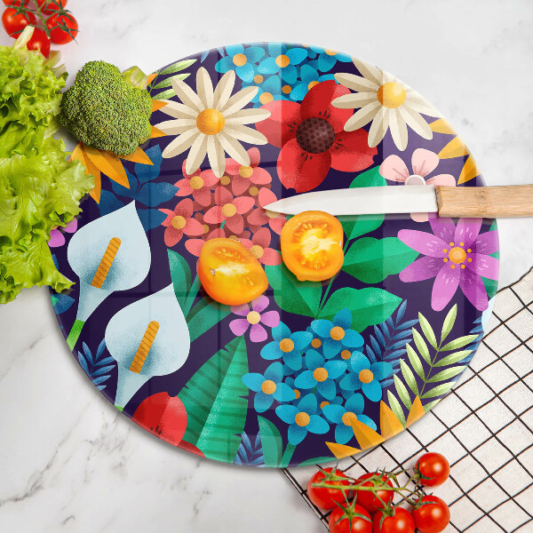 Üveg vágódeszka Virágok rét illusztráció