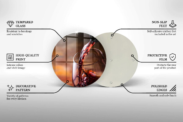 Üveg vágódeszka Vörösbor és egy pohár