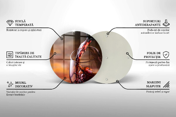 Üveg vágódeszka Vörösbor és egy pohár
