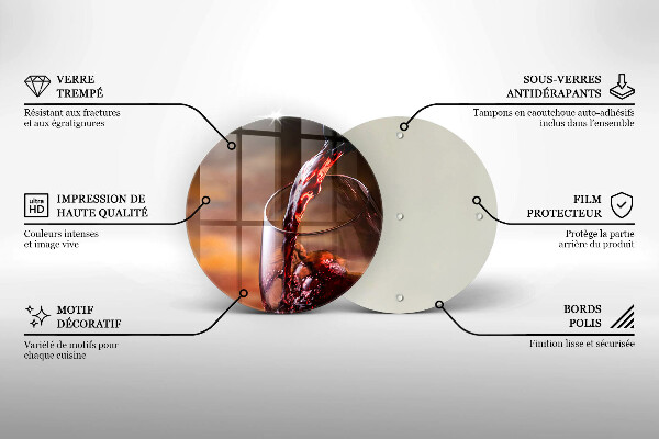 Üveg vágódeszka Vörösbor és egy pohár