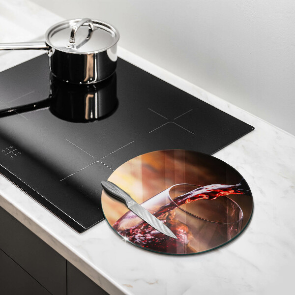 Üveg vágódeszka Vörösbor és egy pohár