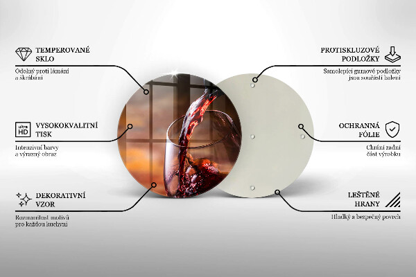 Üveg vágódeszka Vörösbor és egy pohár