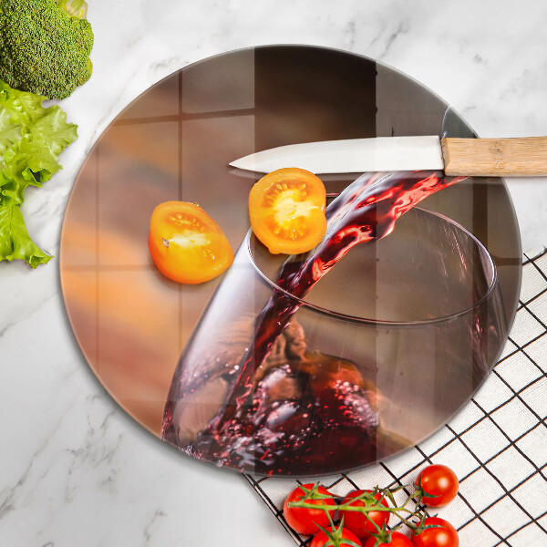 Üveg vágódeszka Vörösbor és egy pohár