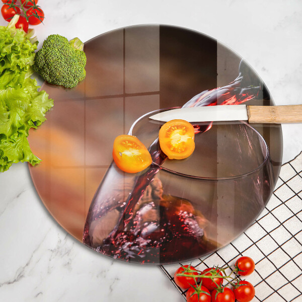 Üveg vágódeszka Vörösbor és egy pohár