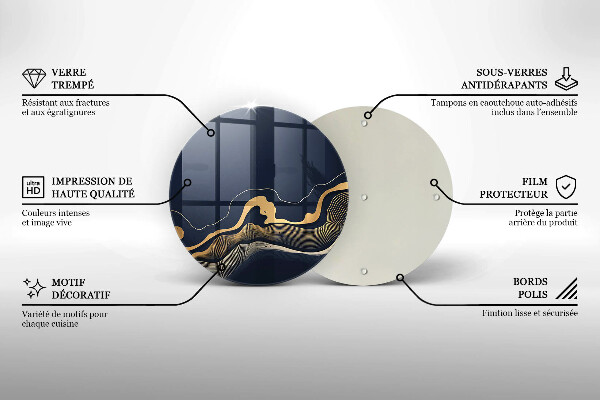 Üveg vágódeszka Absztrakt arany vonalak