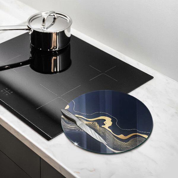 Üveg vágódeszka Absztrakt arany vonalak