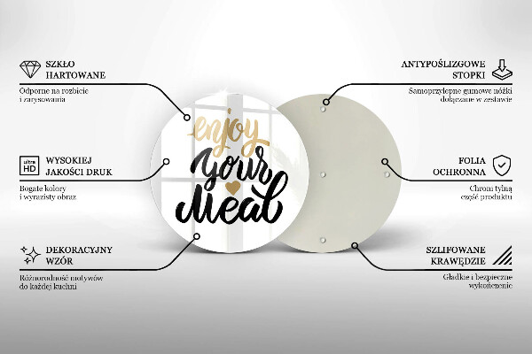 Üveg vágódeszka Felirat Enjoy your meal