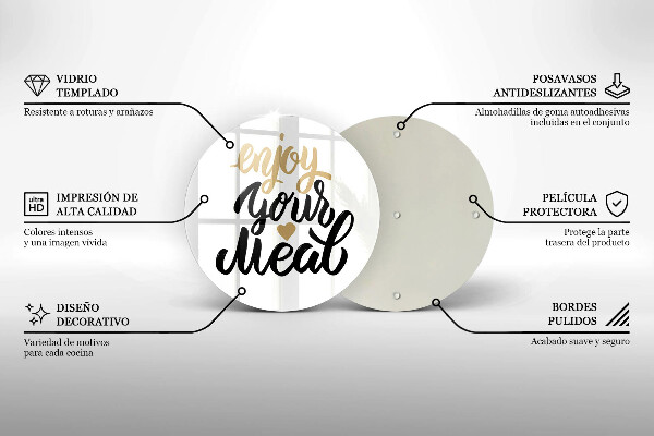 Üveg vágódeszka Felirat Enjoy your meal