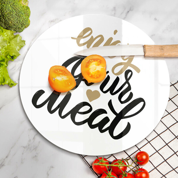 Üveg vágódeszka Felirat Enjoy your meal