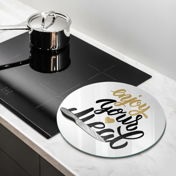 Üveg vágódeszka Felirat Enjoy your meal