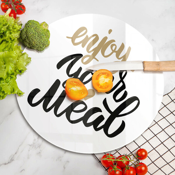 Üveg vágódeszka Felirat Enjoy your meal