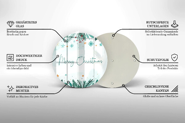 Üveg vágódeszka Merry Christmas