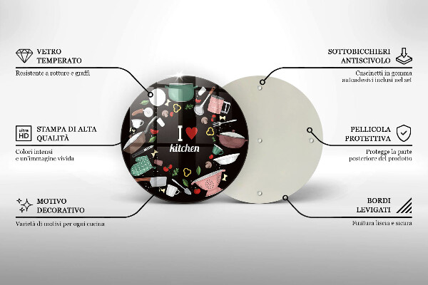 Üveg vágódeszka Illusztráció Imádom a konyhát