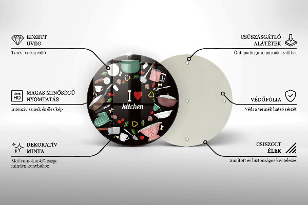 Üveg vágódeszka Illusztráció Imádom a konyhát