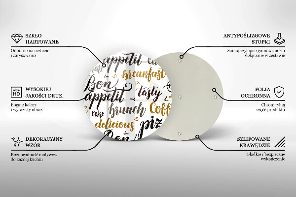 Üveg vágódeszka Bon appetit feliratok