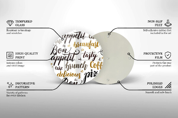 Üveg vágódeszka Bon appetit feliratok