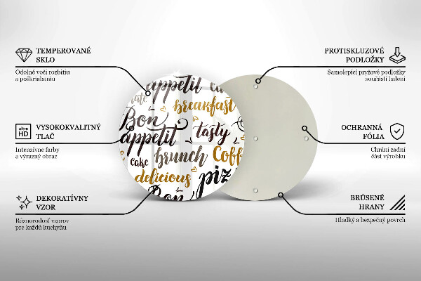 Üveg vágódeszka Bon appetit feliratok