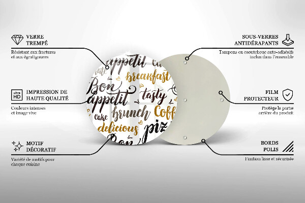 Üveg vágódeszka Bon appetit feliratok