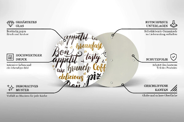 Üveg vágódeszka Bon appetit feliratok