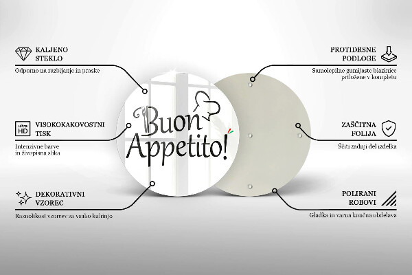 Üveg vágódeszka Buon Appetito!