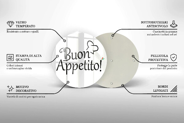 Üveg vágódeszka Buon Appetito!