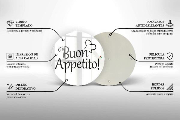 Üveg vágódeszka Buon Appetito!