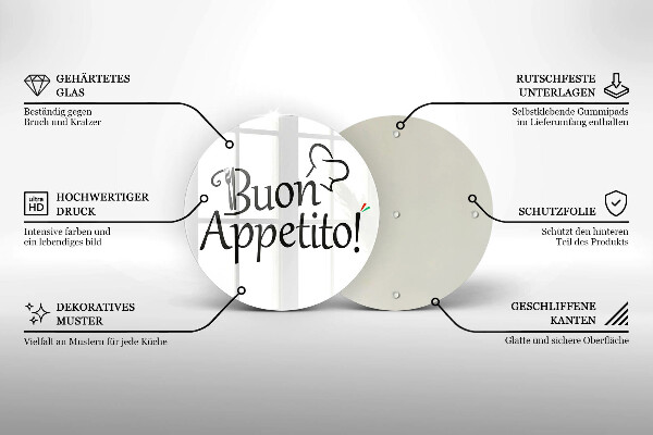 Üveg vágódeszka Buon Appetito!