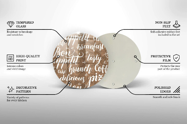 Üveg vágódeszka Bon appetit feliratok