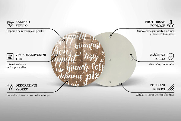 Üveg vágódeszka Bon appetit feliratok