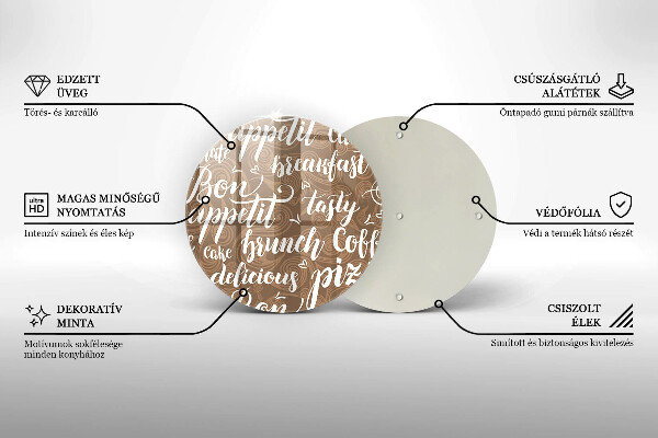 Üveg vágódeszka Bon appetit feliratok