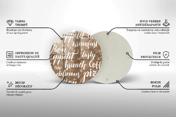 Üveg vágódeszka Bon appetit feliratok