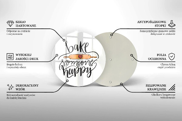 Üveg vágódeszka Süss boldoggá valakit