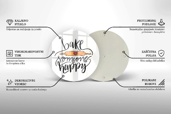 Üveg vágódeszka Süss boldoggá valakit