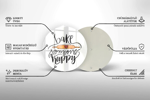 Üveg vágódeszka Süss boldoggá valakit
