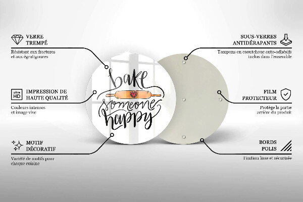 Üveg vágódeszka Süss boldoggá valakit