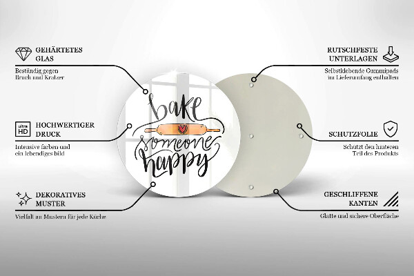 Üveg vágódeszka Süss boldoggá valakit
