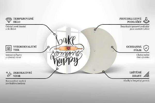 Üveg vágódeszka Süss boldoggá valakit