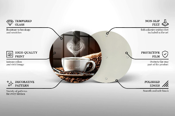 Üveg vágódeszka Kávé és egy csésze