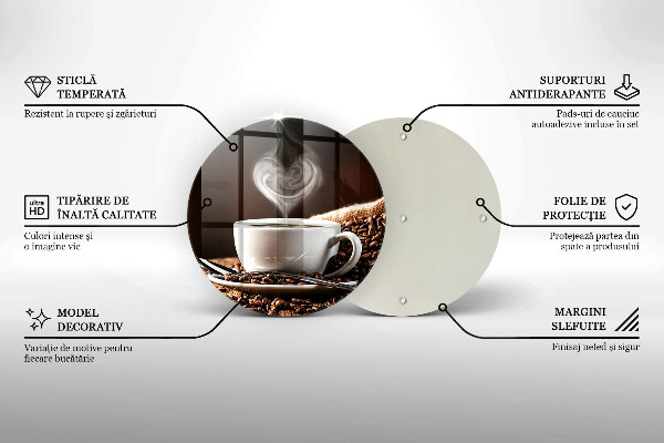 Üveg vágódeszka Kávé és egy csésze