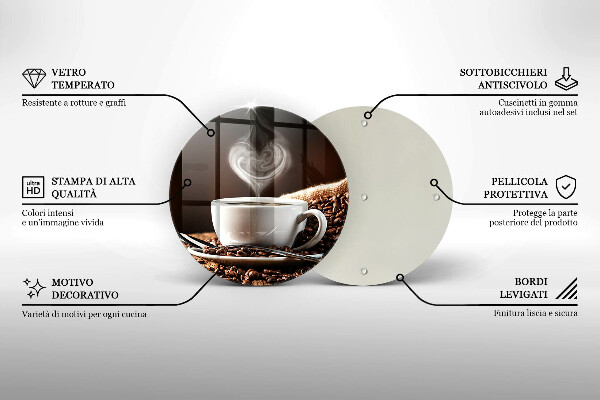 Üveg vágódeszka Kávé és egy csésze