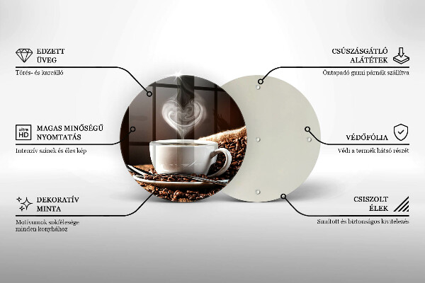 Üveg vágódeszka Kávé és egy csésze