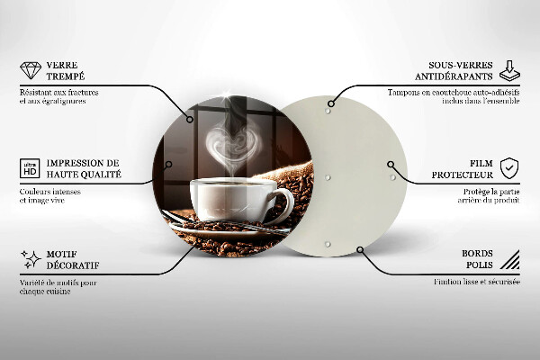 Üveg vágódeszka Kávé és egy csésze