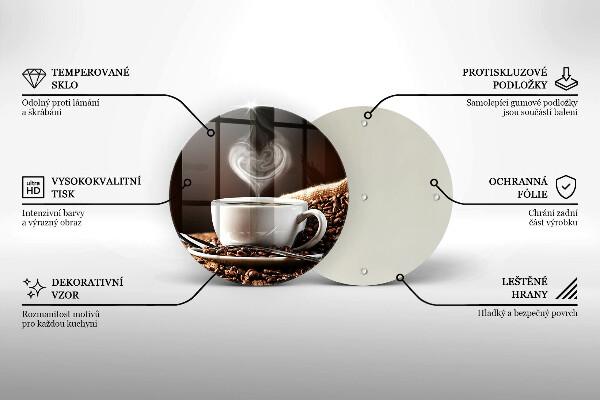 Üveg vágódeszka Kávé és egy csésze