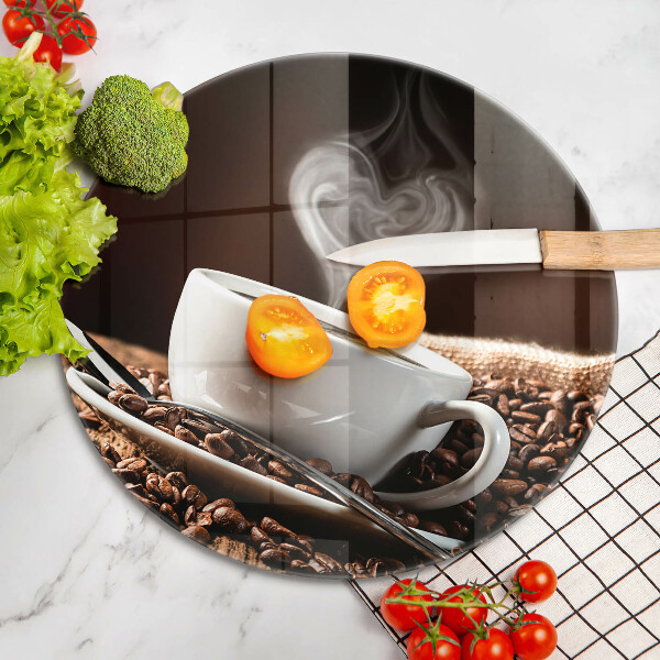 Üveg vágódeszka Kávé és egy csésze