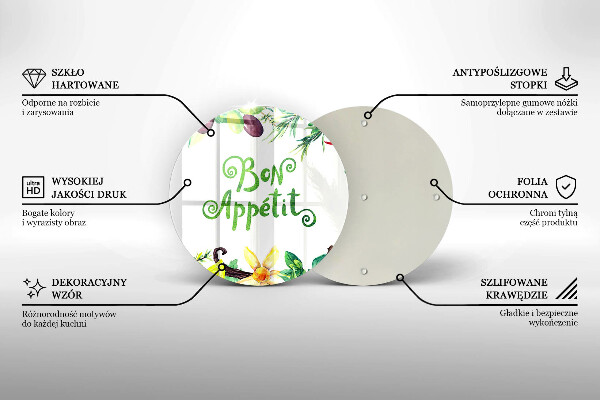 Üveg vágódeszka Bon Appetit felirat