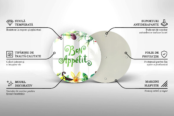 Üveg vágódeszka Bon Appetit felirat