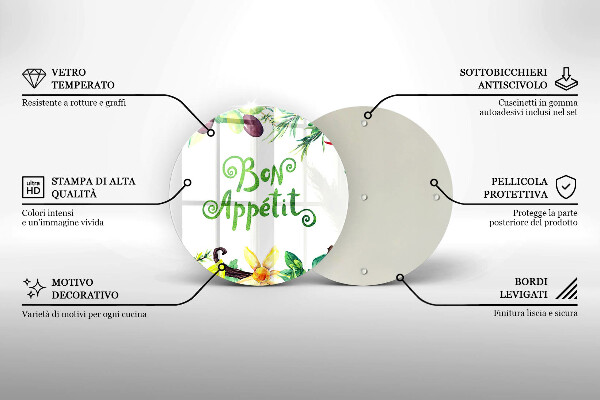 Üveg vágódeszka Bon Appetit felirat