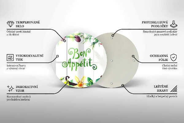 Üveg vágódeszka Bon Appetit felirat