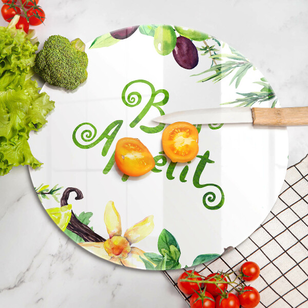 Üveg vágódeszka Bon Appetit felirat