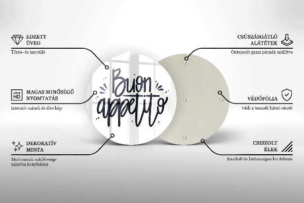 Üveg vágódeszka Buon Appetito